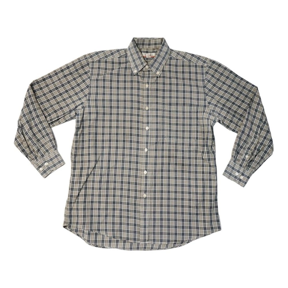 Barry Bricken Button-Up‎ Men's Shirt Size Large Plaid Long Sleeve